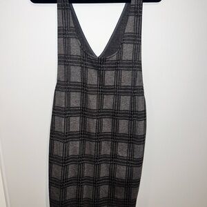 Elegant Gray Plaid Women's Dress